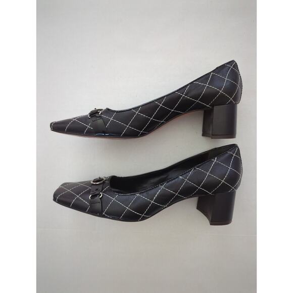 BRAZILIAN EXPLOSION by Gracienne Black Quilted Leather 2" Chunky Heel 39 US 8.5 - Picture 5 of 9